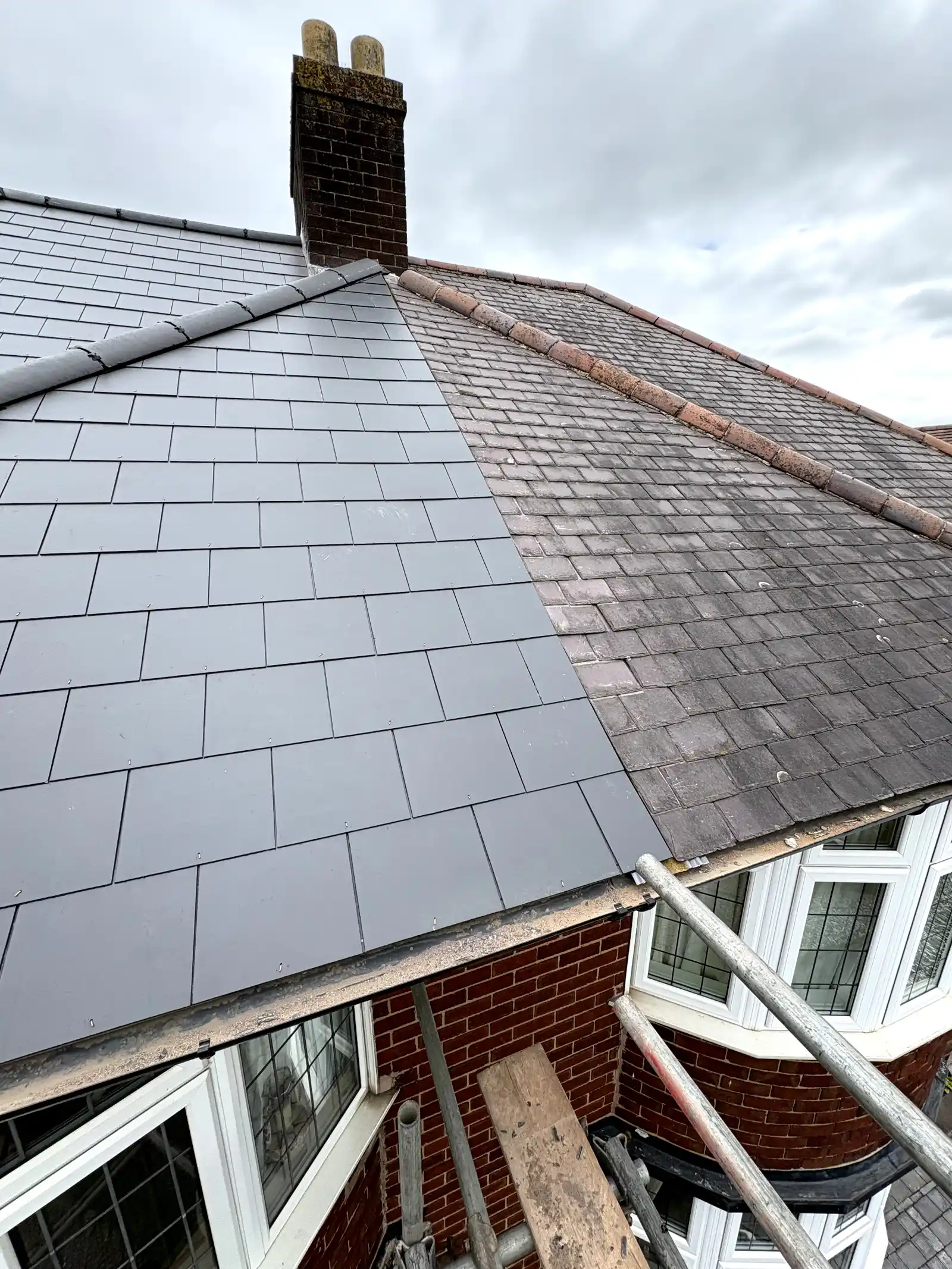 Re-roof in progress, Leicester